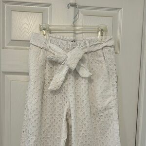 J. Crew White Eyelet Wide Leg Pants